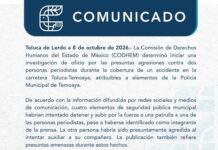 CODHEM Inicia investigación de oficio por presuntas agresiones de policías de Temoaya contra periodistas en la Toluca-Temoaya